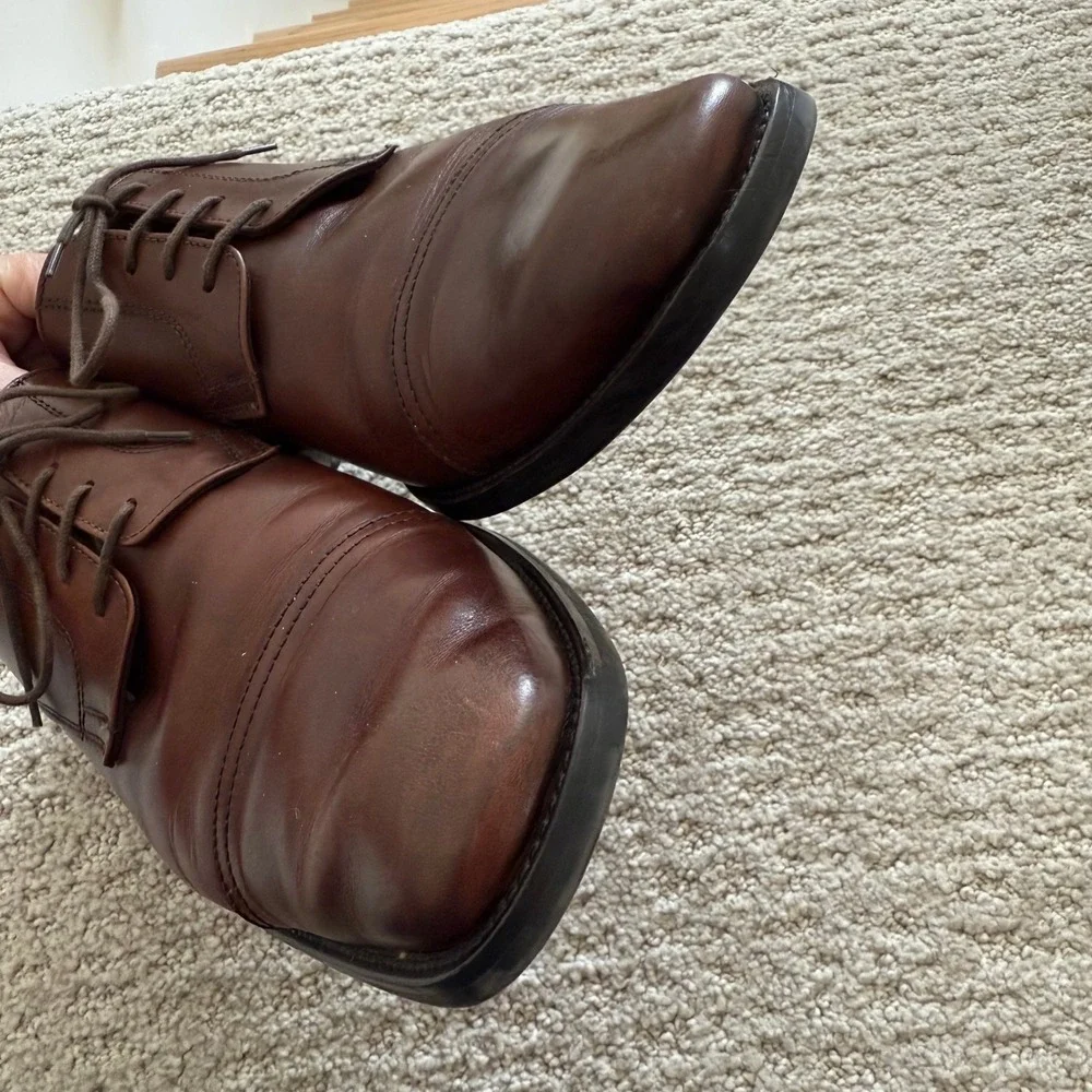 TO BOOT ITALY‎ Men 12 Brown Leather PLAIN Cap Toe Lace Up Dress Shoes OXFORD
